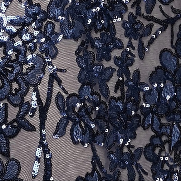 Women's Sequin Stretch Lace Gown - Navy/Nude - Mother of the Bride or Groom - Picture 2 of 6